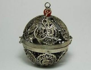 CHINESE OLD HANDWORK SILVER PLATED DRAGON OIL LAMP