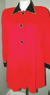 Jessica Howard Misses Size 16 Red Long Coat Majorette Gold Trim 