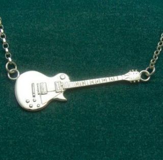 Large silver Gibson Les Paul Miniature guitar necklace