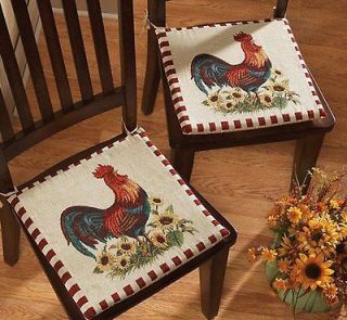 pc Rooster Country Decor Chair Seat Cushions Pad Set Home Kitchen 