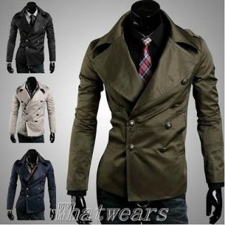   Style Mens Slim Breasted Lapel Short Trench Coat Jacket Outwear F1605