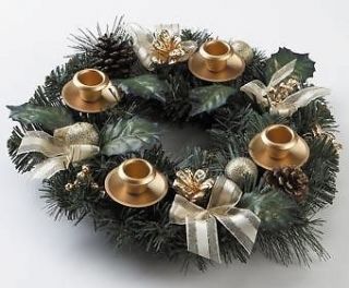 GOLD Ribbon Wreath Candle Holder Centerpiece ADVENT