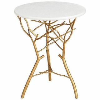 Gold Leaf Twig Branch Accent Table