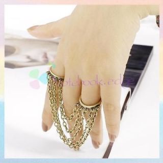   Style Tassel Slave Chain Double Two Harness Finger Ring Belly Dance