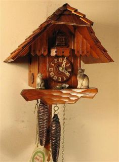 German Black Forest 1 Day Cuckoo Clock #1218   Cats