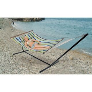 Double 2 Person Cotton Portable Hammock with Stand & Headrest
