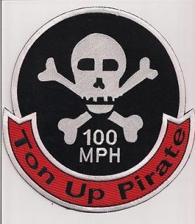 Ton Up Pirate back patch 9 inch .Cafe Racer. 59 Club. Rocker Triumph 