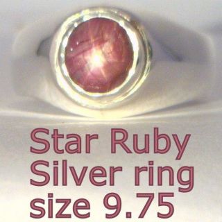 Star Ruby/Sapphire no glass filling Handmade 925 Silver Gents Ring 
