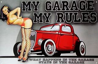 Newly listed Nostalgic My GARAGE My Rules Sexy Pin Up Girl Tin Sign