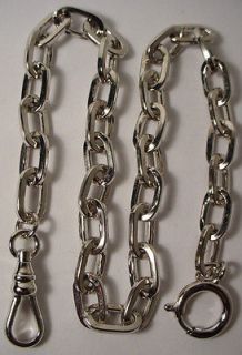 VINTAGE 1980S NEW/OLD POCKET WATCH FOB CHAIN SILVER TONE