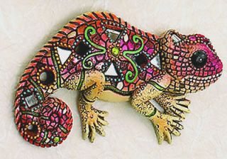 Chameleon Mosaic Wall Art Red with Mirrors Wildlife