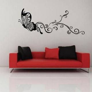 BLACK Large Butterfly Mural Art Wall Stickers Vinyl Decal Home Room 