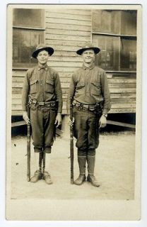 Military Real Photo Postcard WWI Soldiers With Guns Weapons