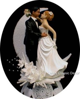    Racial African American groom white Blond Bride Wedding cake topper