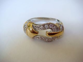   Gold Silver Sapphire Band Ring Wedding St 14K 925 Sz 8 Gorgeous Design