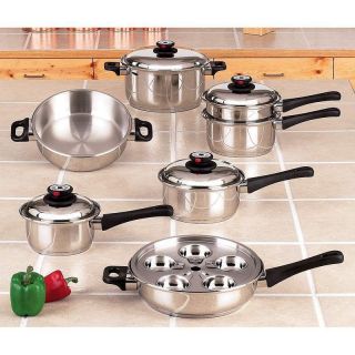 17pc. T304 Surgical Stainless Steel Waterless Geaseless Cookware Set 
