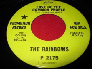 THE RAINBOWS   LOVE OF THE COMMON PEOPLE 45 R&B PROMO