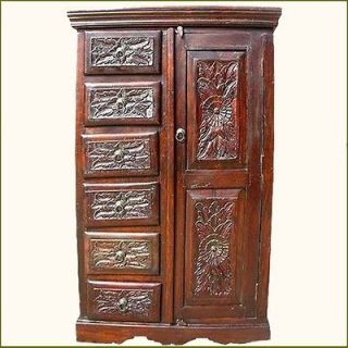 Solid Wood Mahogany Clothing Armoire Wardrobe Cabinet Chifferobe 6 