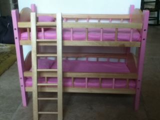 Doll Bunk Beds With Ladder, Fits American Girl Dolls, And Other 18inch 