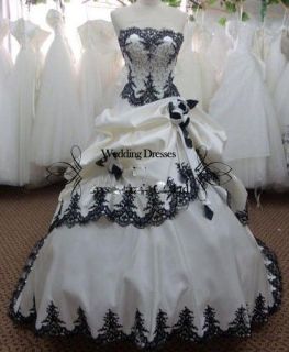   and Black Embroidery Wedding Dress Bridal Gown Size 6 8 10 12 14 16