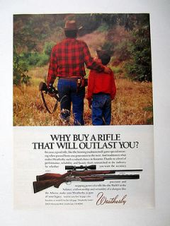 Weatherby Mark V Rifle & Athena Shotgun Father Son Hunting 1987 Ad 