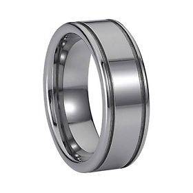   Carbide Ring 9MM Elegant Polished Lines Design Wedding Band   TG028