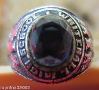 Vintage Class Ring Necklace Pendant Whitehall High School w/Blue Stone