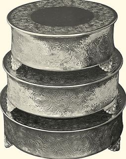 SILVER WEDDING CAKE STAND COMBO SET OF 18, 16, & 14 ROUND FOR PRO 