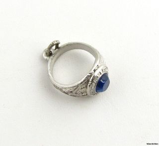   High School Class Ring Charm   Sterling Silver Blue Glass Pendant