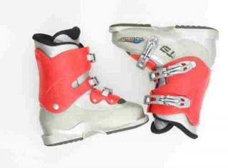 Salomon Performa T3 Red Gray Used Ski Boots Teen Cuff Wear
