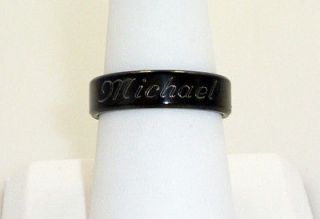 Personalized Black Stainless Steel Name Ring For Men and Women 