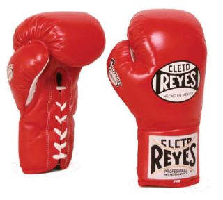 Cleto Reyes Safetec Official Boxing Fight Gloves   Lace Up   Red