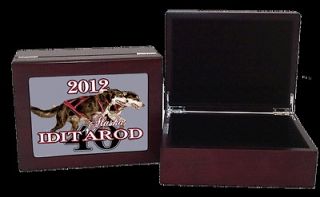 Iditarod 2012 Wooden Accessories Box with Ceramic Inlaid Tile