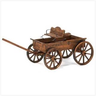 Antique Style Wood Rustic Buckboard Garden Wagon Cart Free 