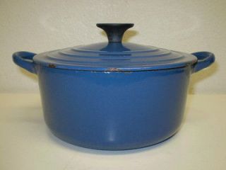 VTG Le Creuset B 2 Quart Qt Pot w/Lid Blue Cast Iron Dutch Oven Enamel 