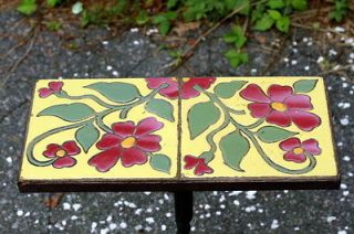 Antique Tile top table with iron base floral design