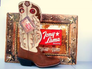Tony Lama 3R Ivory Calf & Rojo Bridle Buckaroo Boots