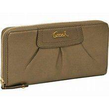 COACH LEATHER PLEATED ZIP AROUND WALLET IN BRASS BRAND NEW
