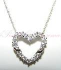   Winston Pure Sterling Silver Necklace Cubic Zirconia Heart Pendant New