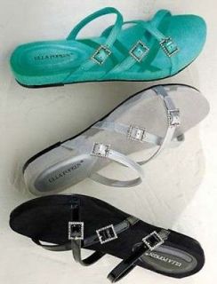 Ulla Popken BLACK Jeweled Slide Sandals Shoes 7w Wide NEW