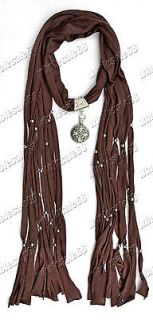 Fashion 1pcs cotton Scarf Womens Jewelry Necklaces round pendants 