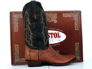 Resistol Ranch Mens Chocolate/Tan Body Cut Caiman Gator Cowboy Boots
