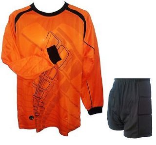 Set Goalkeeper Soccer Jersey & Shorts Goalie Padded Orange Size Youth 