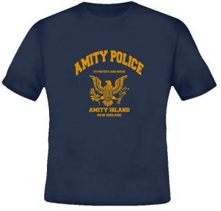 Amity Police Jaws Navy thriller movie shark T shirt