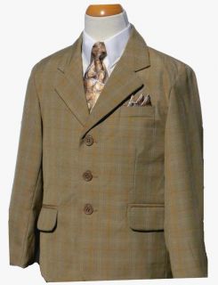 PCS BOYS TAUPE/IVORY SUIT w/CHECKERS Size 4,5,6,7,8,10,1​2,14