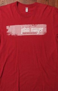 2007 John Mayer Winter Tour Front Back Logos Authentic Red Medium T 