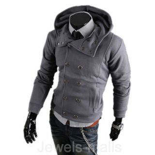 Men’s Stylish Casual Jackets Double Pea Coats Hoodie M L XL XXL 
