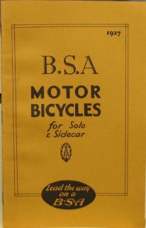   Motor Bycycle   For Solo & Sidecar Sales Book All Models/ Sidecars