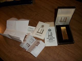 Vintage Dunhill Gold Butane Gas Lighter with original box papers READ 