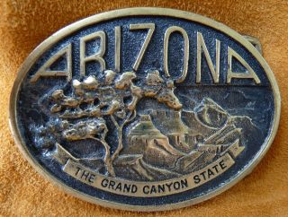Vintage Arizona Grand Canyon State Brass Heritage Mint Belt Buckle